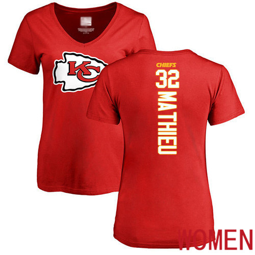 Women Football Kansas City Chiefs #32 Mathieu Tyrann Red Backer T-Shirt